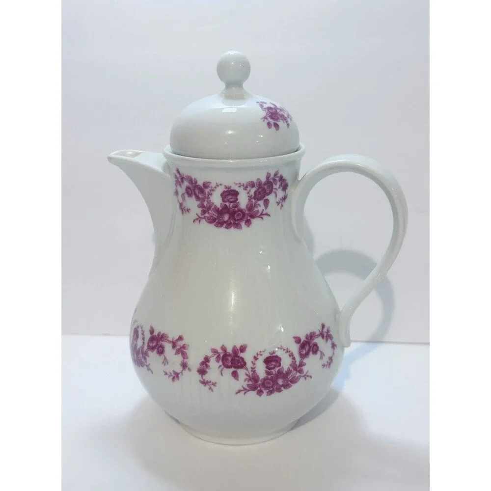 Vintage Seltmann Weiden Bavaria Coffee Pot Pink Floral 3122 W Germany